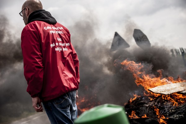 blocage devant le dépôt pétrolier de Douchy-les-Mines