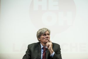 LILLE, FRANCE – JULY 4: Stéphane Le Foll, Minister of Agriculture, thoughtful, during the meeting « Hey oh the left » in Lille, France on july 4.
Supporters of the policy of the socialist government, led by Stéphane Le Foll and Patrick Kanner in the region held a meeting, « Hey Oh left » Monday night at the Lille Gymnasium, to restore confidence to the militants and provide them with arguments.